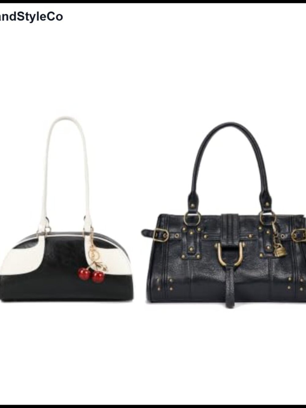 Vintage 2-Pack Faux Leather Hobo & Bowler Bag Set with Chain Straps